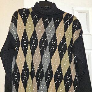 Rafaella Lambswool Rabbit Hair Argyle turtleneck cozy Preppy vintage sweater M